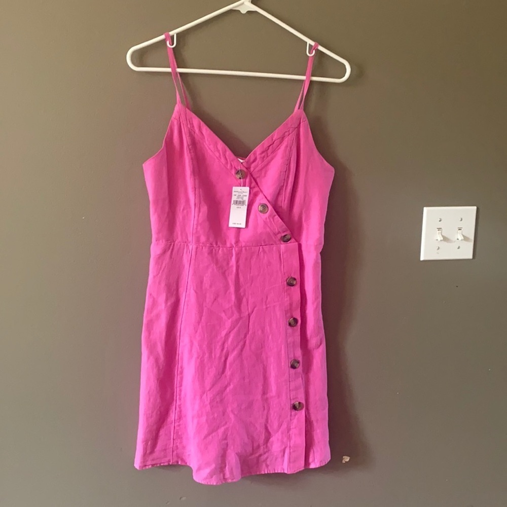 American Eagle Asymmetric Pink Button Front Dress